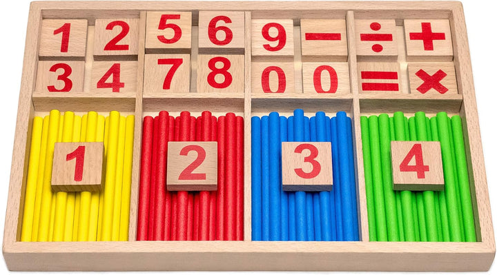Natureich Montessori Mathematik Spielzeug Material aus Holz Einmaleins Spiel zum Zahlen 1x1 Addition