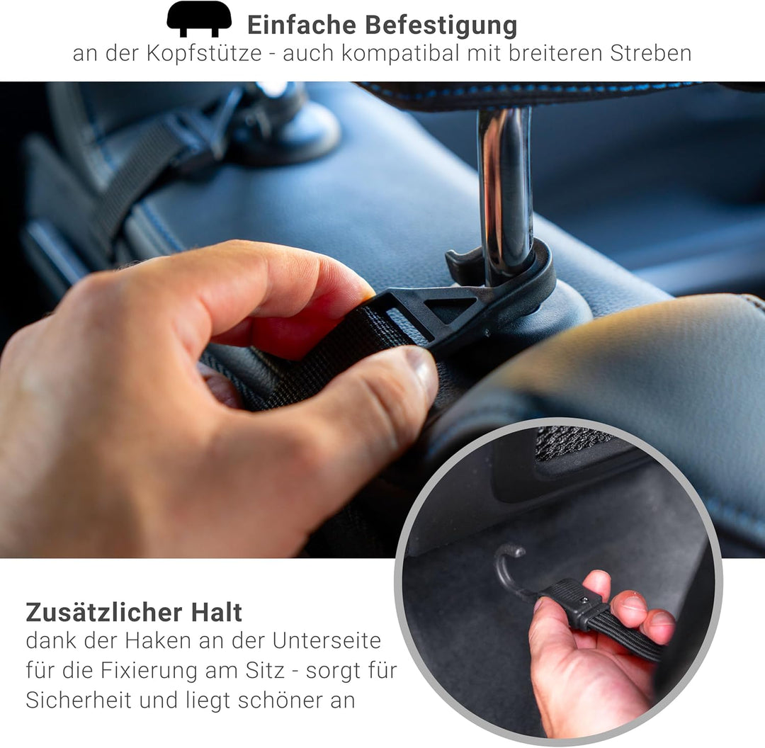 HerzensKind Rückenlehnenschutz und Organizer. Auto Organizer mit extra grossem 13" Tabletfach und 9