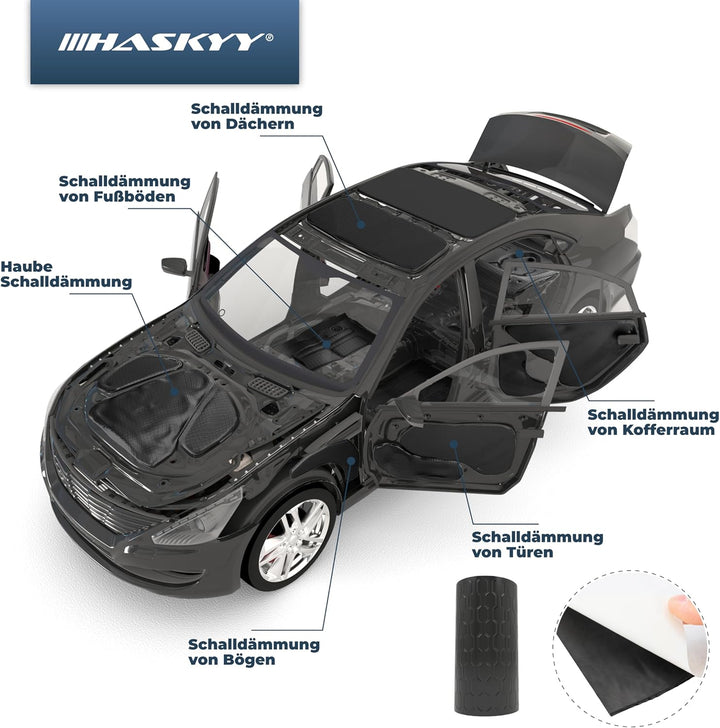 HASKYY Alubutyl Dämmmatte Schallschutz 2x Rollen 400x25 cm - 2m² Dämmung für KFZ, LKW, Wohnmobile, B