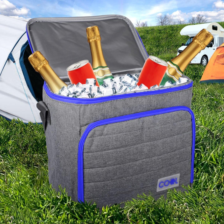 18 Liter Kühltasche Thermotasche Einkauf Picknick Schwimmbad Tasche Isoliertasche Grau-Blau, Grau-Bl