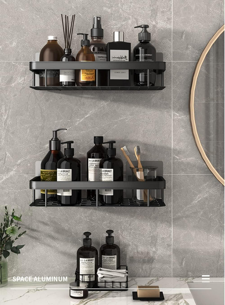 Duschablage Ohne Bohren,Duschregal Aluminium Duschkorb Selbstklebend für,Moderner Badezimmerregal,Ma