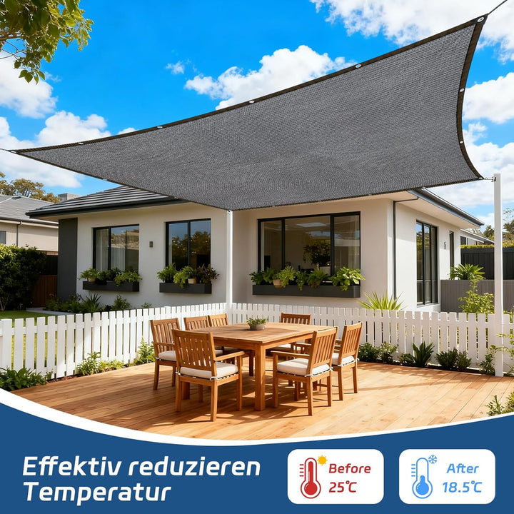 QOFLY Outdoor Schattennetz 2x5m, Einfacher Zu Hängendes Schattiernetz Grau Sichtschutznetz, Beständi