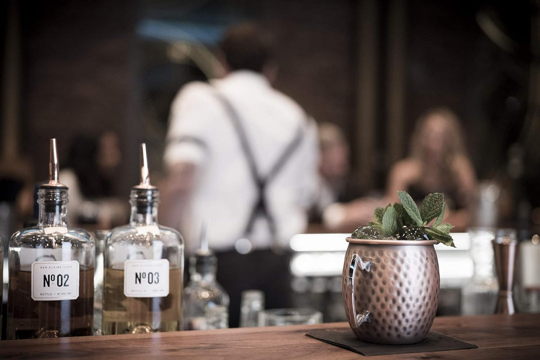 Moscow Mule Becher, 500 ml, hochwertiger Edelstahl-Becher, lebensmittelecht, Hammerschlag-Effekt, Co