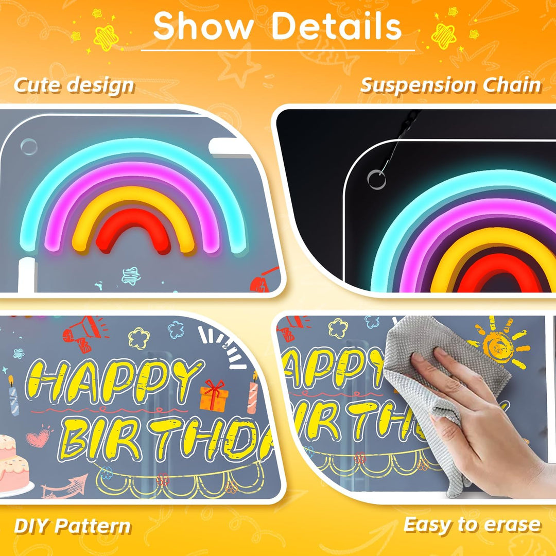 Looklight LED Maltafel Kinder, LED Notiztafel mit Farben, Led Acryl Notiztafel, inkl. USB-Kabel, Sch