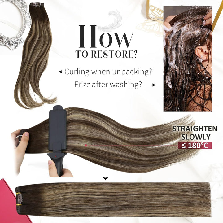 Moresoo Clip in Extensions Balayage Remy Echthaar Extensions Clip Ombre Haarextension Echthaar Clip