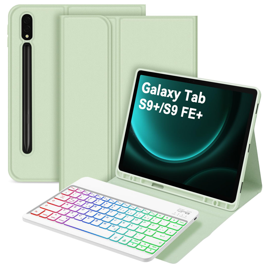 Bettdow für Samsung Galaxy Tab S10+/S10 Plus Tastatur Hülle, QWERTZ Layout Abnehmbarer Beleuchtete T