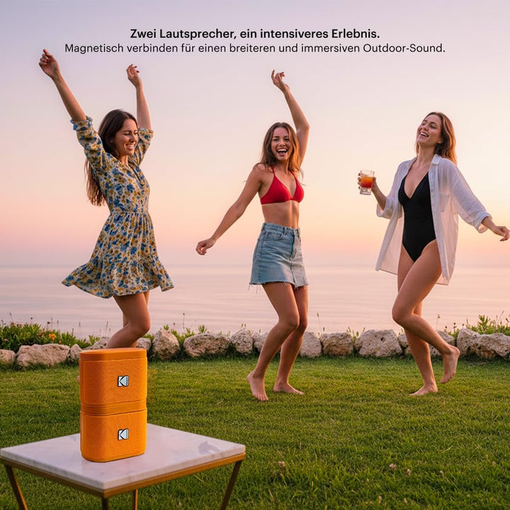 Kodak SOUNDBRIX 2er-Pack tragbare kabellose Lautsprecher – Verbindet bis zu 100 Lautsprecher – Magne
