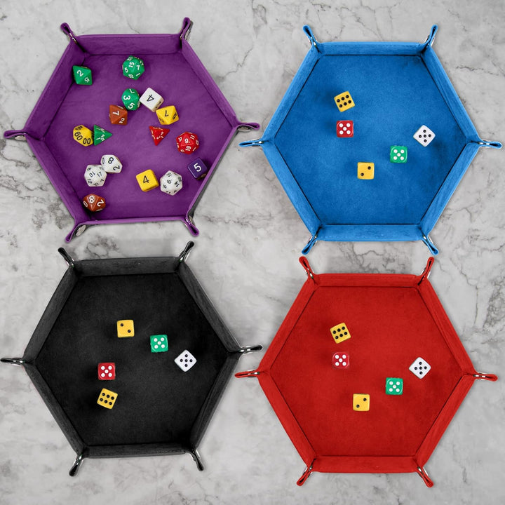 SIQUK 6 Stück Würfelbrett Doppelseitig Würfelbretter Samt Faltbar Würfeltablett Hexagon Würfelteller