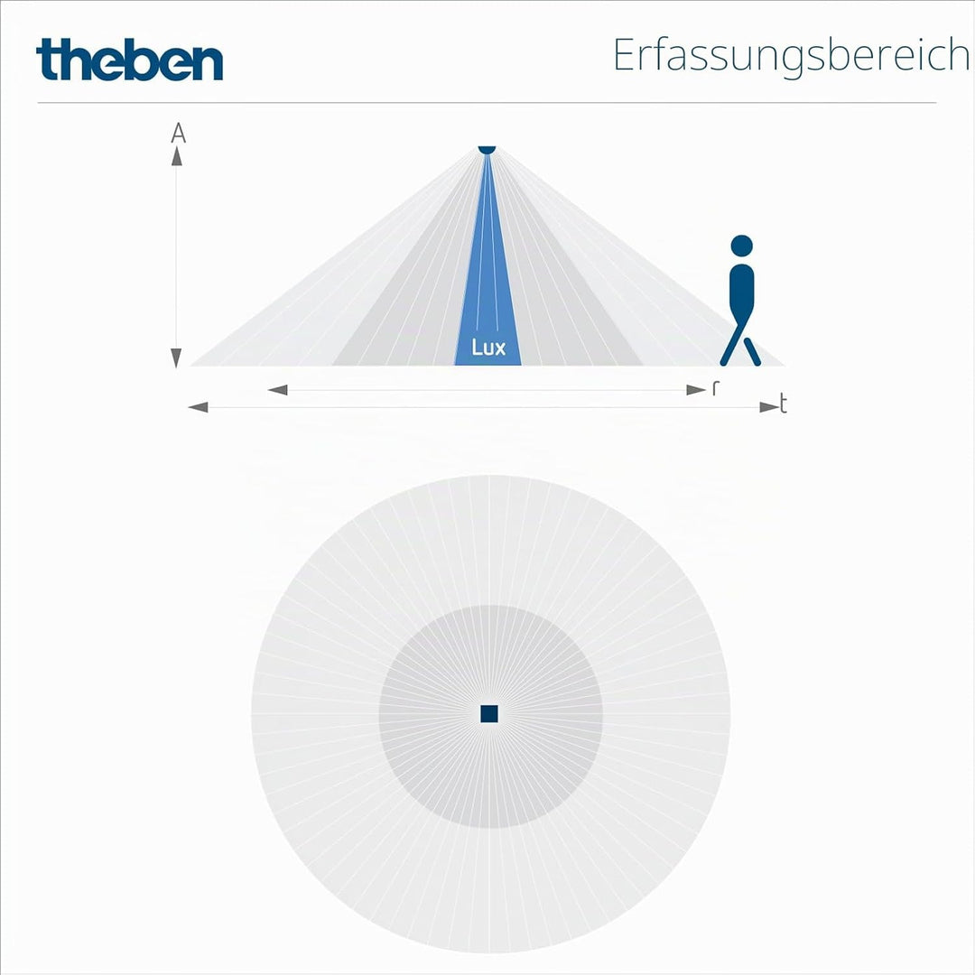 Theben 1030560 theMova S360-100 DE WH - Passiv-Infrarot-Bewegungsmelder - Deckenmontage - Runder Erf