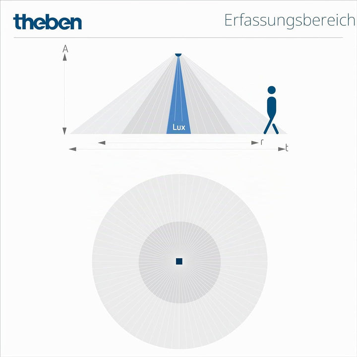 Theben 1030560 theMova S360-100 DE WH - Passiv-Infrarot-Bewegungsmelder - Deckenmontage - Runder Erf