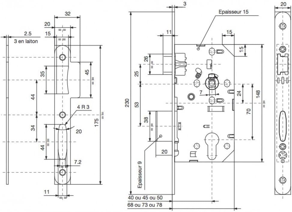 Rindleder m455gcs/SC Schloss, Stahl verzinkt, grau, M455GCS/SC Zylinder Axe à 50 mm Acier Galvanisé,