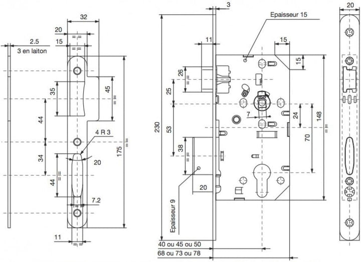 Rindleder m455gcs/SC Schloss, Stahl verzinkt, grau, M455GCS/SC Zylinder Axe à 50 mm Acier Galvanisé,