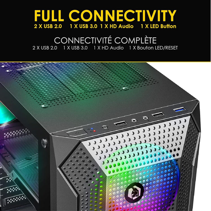 EMPIRE GAMING - PC-Gehäuse Gamer Ruby – ARGB Mittelgrosser Tower ATX, MATX, ITX – Netzblende – Seite