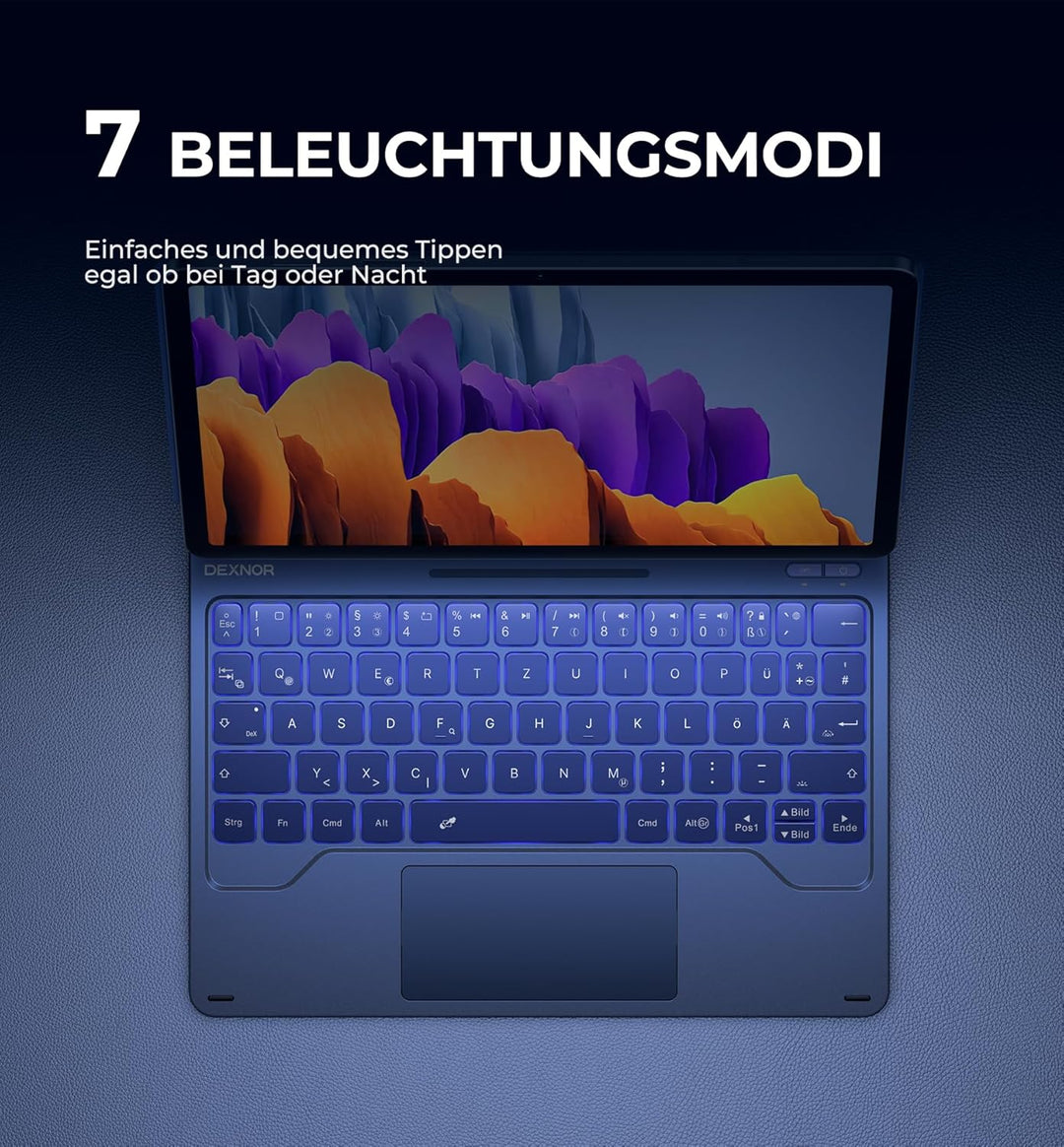 Dexnor Tastatur Hülle für Samsung Galaxy Tab S8 2022/S7 2020 11 Zoll, Multi-Touch Trackpad Magnetisc