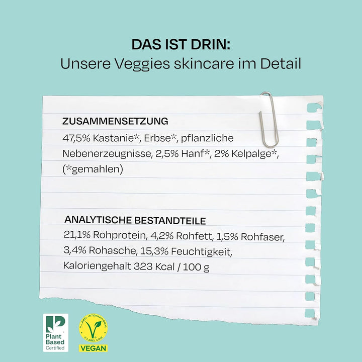 VEGDOG Veggies Skincare Veganer Snack für Hunde, getreiefreier Trainingssnack für Allergiker mit Kas
