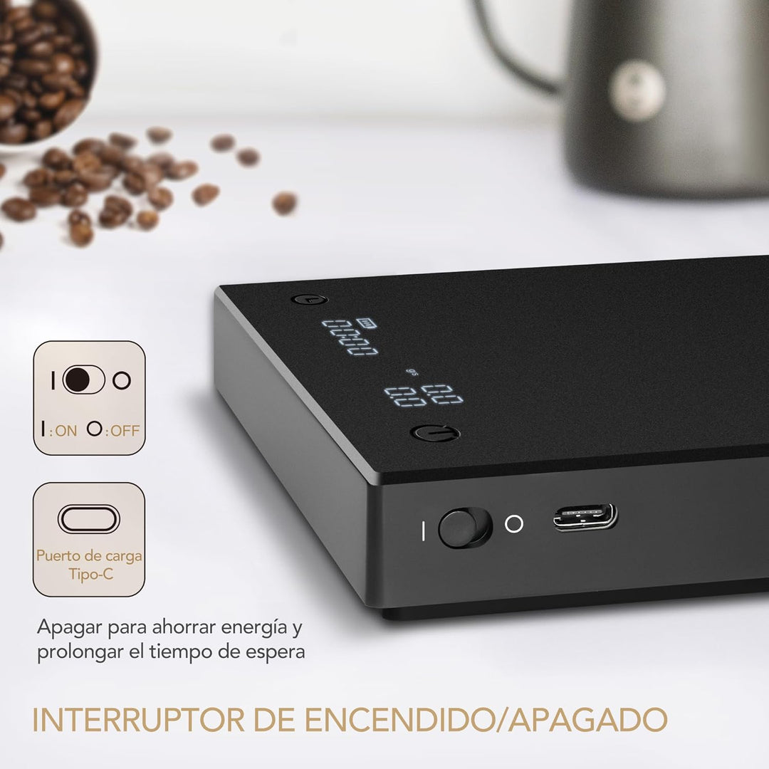 TIMEMORE Digitale Kaffeewaage Black Mirror Basic Pro, Durchflussmessung, Barista-Waage mit Timer, Po
