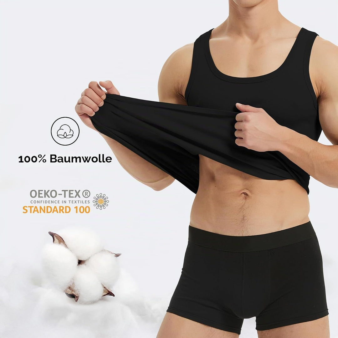 YouShow Unterhemd Herren 3/5er Pack 100% Baumwolle Tank Top Feinripp, 1*schwarz + 1*marine + 1*olive