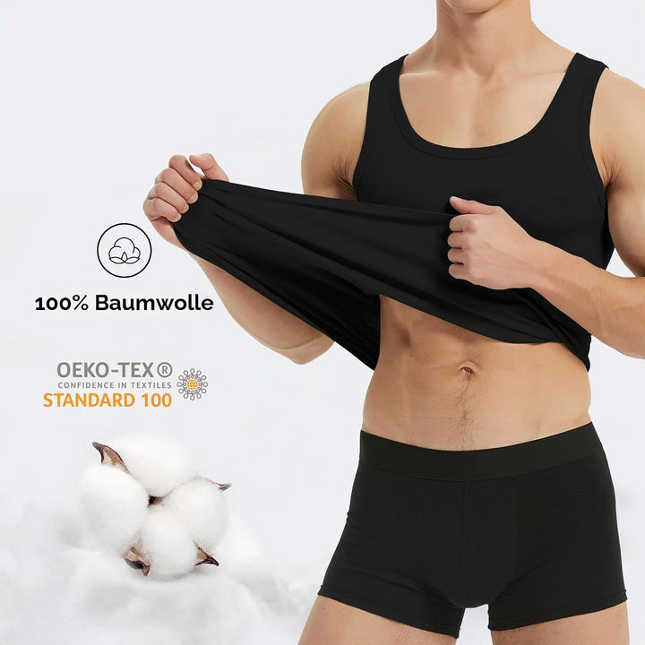 YouShow Unterhemd Herren 3/5er Pack 100% Baumwolle Tank Top Feinripp M 1*schwarz + 1*marine + 1*oliv