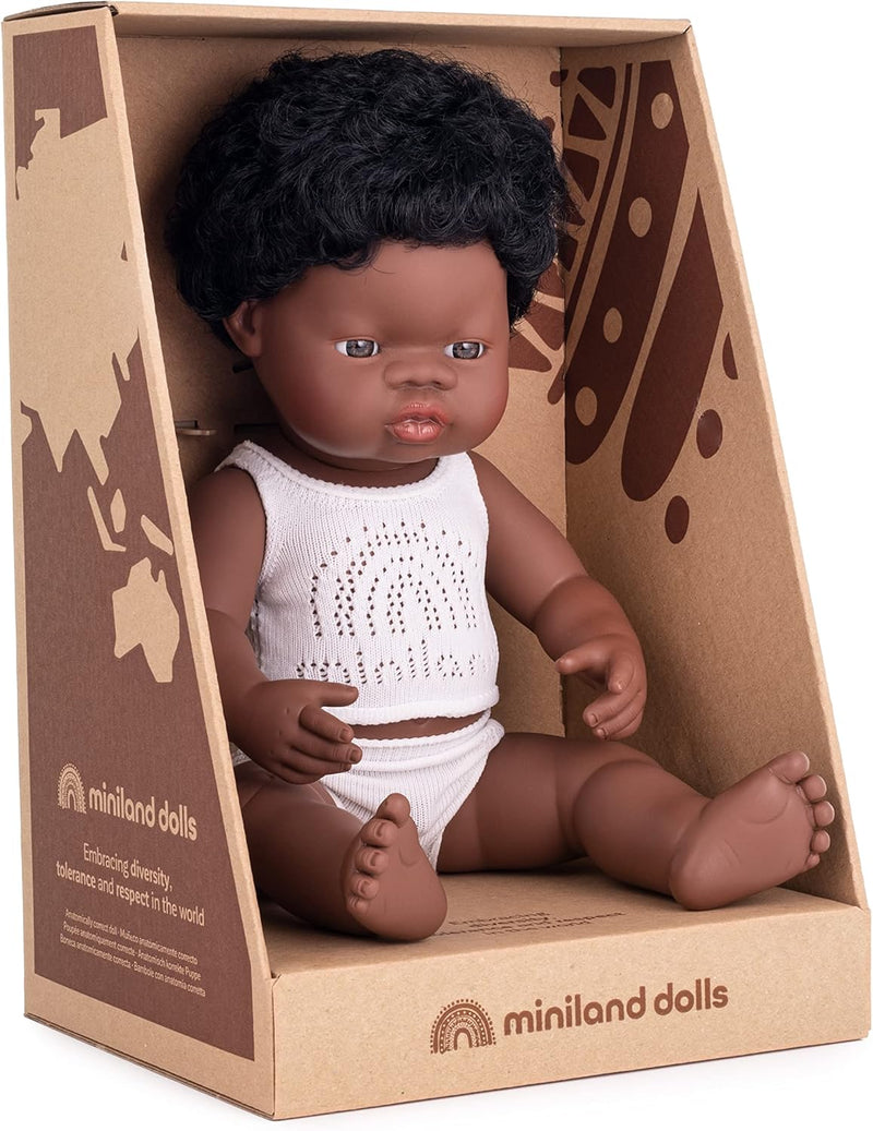 Miniland 31153 - Baby (afrikanischer Junge) 40 cm AFRIKANISCHER JUNGE 38cm, AFRIKANISCHER JUNGE 38cm