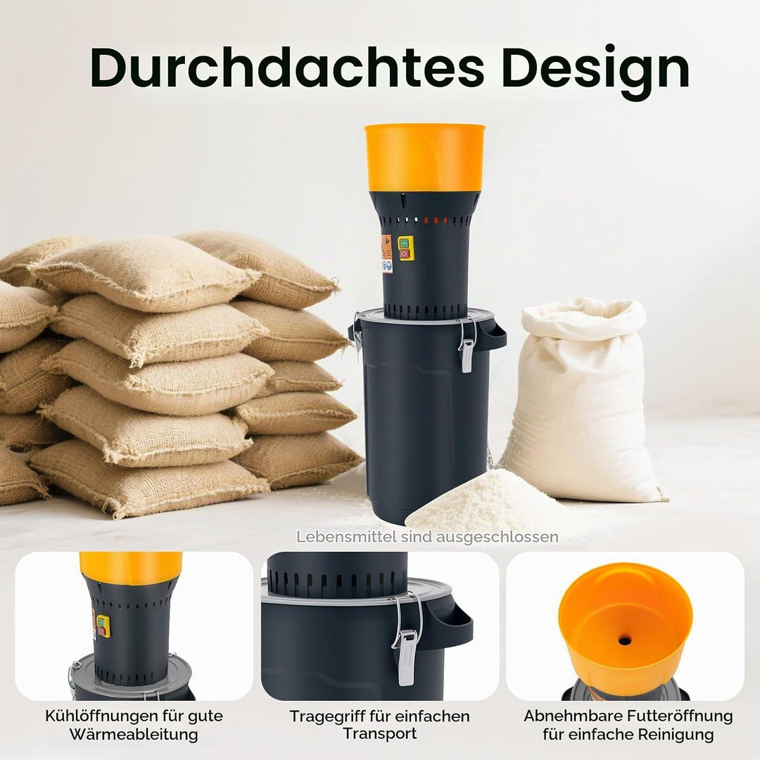 1000W Elektrische Getreidemühle,elektrischer Maismühle Trockene,mit Tragegriff,mit 5 Siebe,Füllmenge