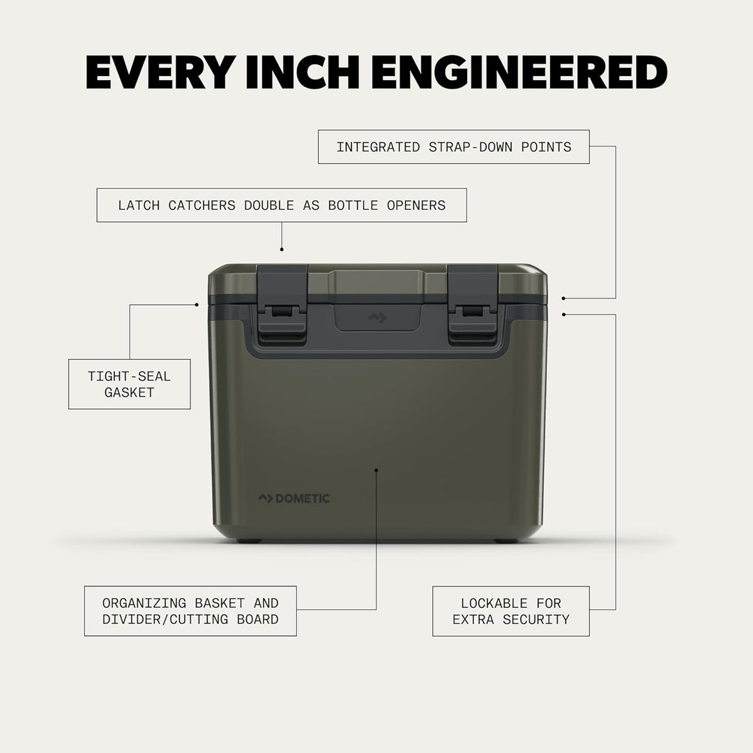 Dometic Recon Kühlbox Mittel - Stapelbare Passive Kühlbox 41L - Leichte und Robuste Thermobox - Wass