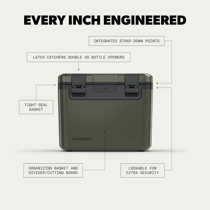 Dometic Recon Kühlbox Mittel - Stapelbare Passive Kühlbox 41L - Leichte und Robuste Thermobox - Wass