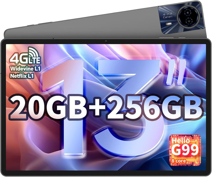 TECLAST T65 MAX Android 14 Tablet 13" Zoll [2024], Helio G99 Octa-Core 2.2GHz Gaming Tablet LTE, 20G