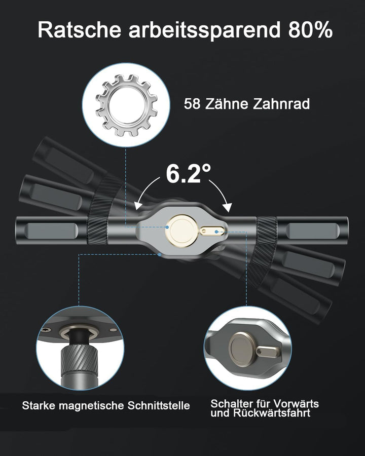 Ratschen Schraubendreher Set, 24 in 1 Magnetisch Schraubendreher Set, Manueller DIY abnehmbarem Rats