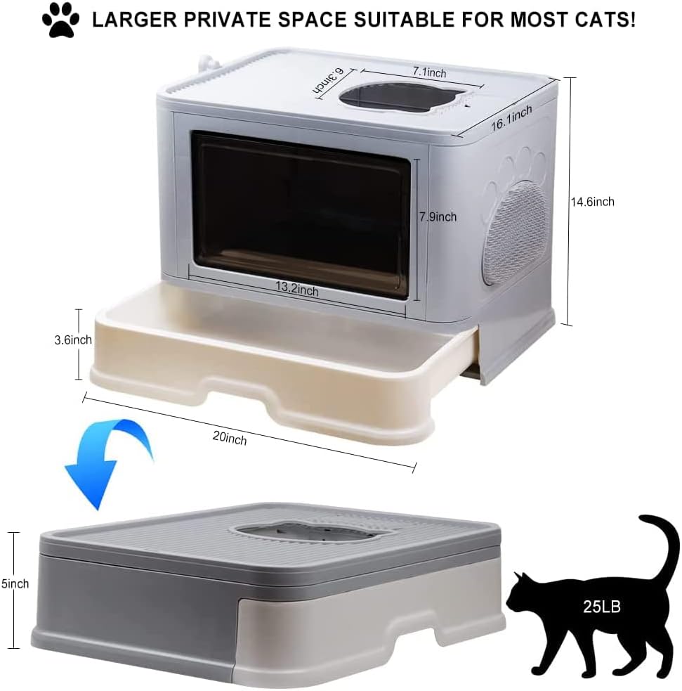 Katzenklo, Katzentoilette mit Deckel, Katzenklo inklusive Schaufel, ausziehbares Tablett, 2 Öffnunge