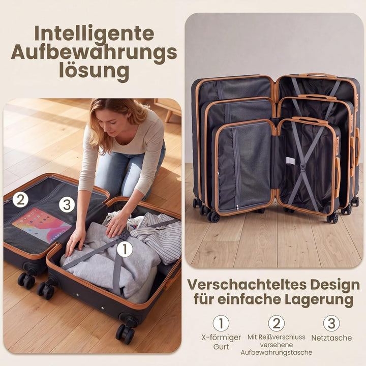 COSTWAY Kofferset 5 teilig Hartschale, Koffer Set mit1Reisetasche &amp; 1 Kulturbeutel, Reisekoffer mit