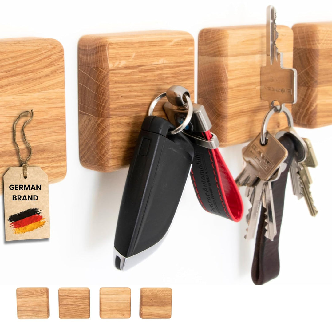 ASTREIN® | Magnetischer Schlüsselhalter | Messerhalter | Wandhalterung aus Holz | Eiche | Umzugsgesc