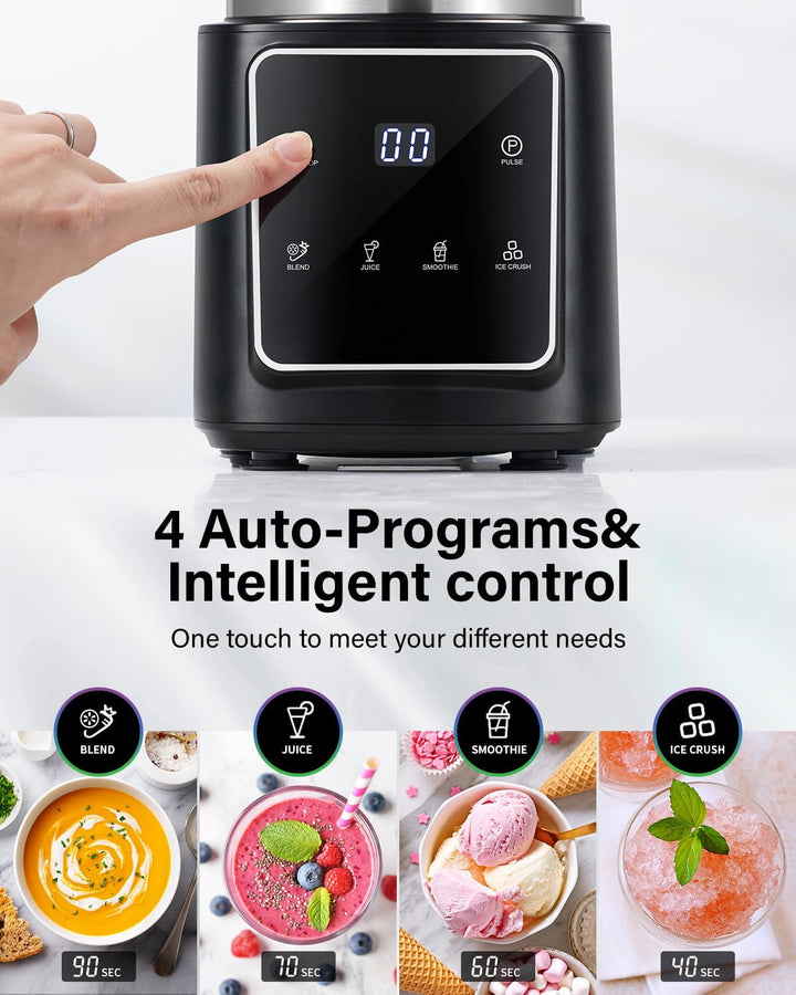 SHARDOR Standmixer, 1500 W, Smoothie Maker Mit 4 Programme + Pulsfunktion, Eisknackmesser 6-Klingen