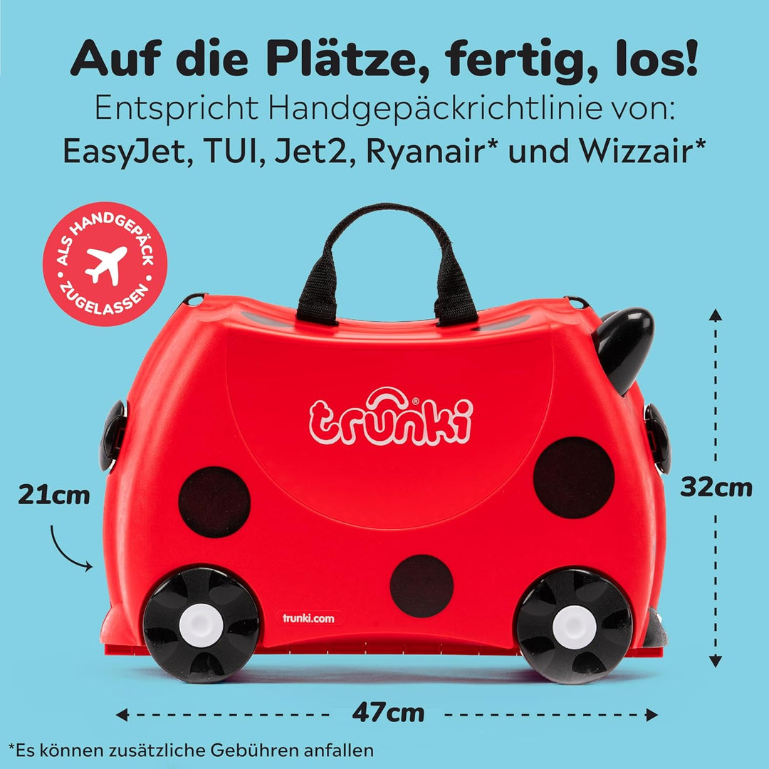 Trunki Handgepäck und Kinderkoffer zum Draufsitzen | Kinder Risen Geschenk für Mädchen und Jungen |