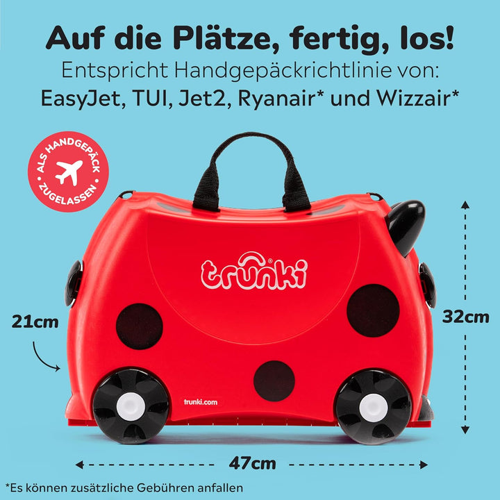 Trunki Handgepäck und Kinderkoffer zum Draufsitzen | Kinder Risen Geschenk für Mädchen und Jungen |