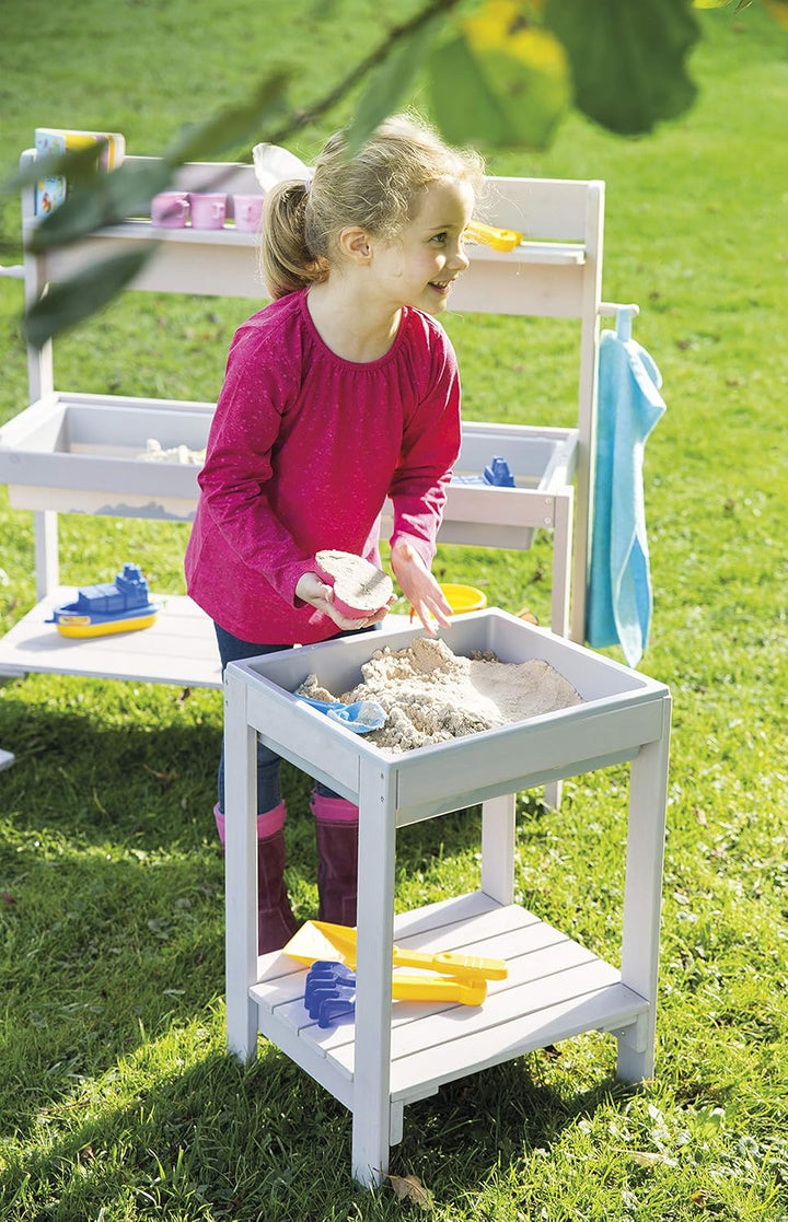 roba Kinder Outdoor+ Spieltisch 'Tiny', wetterfester Massivholz Sand- & Matschtisch, grau lasiert Gr