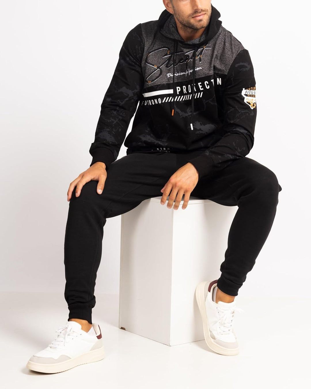Subliminal Mode Herren-Kapuzen-Sweatshirt, langärmlig, zweifarbig, mit Tasche, lässiger Stil, Basic,