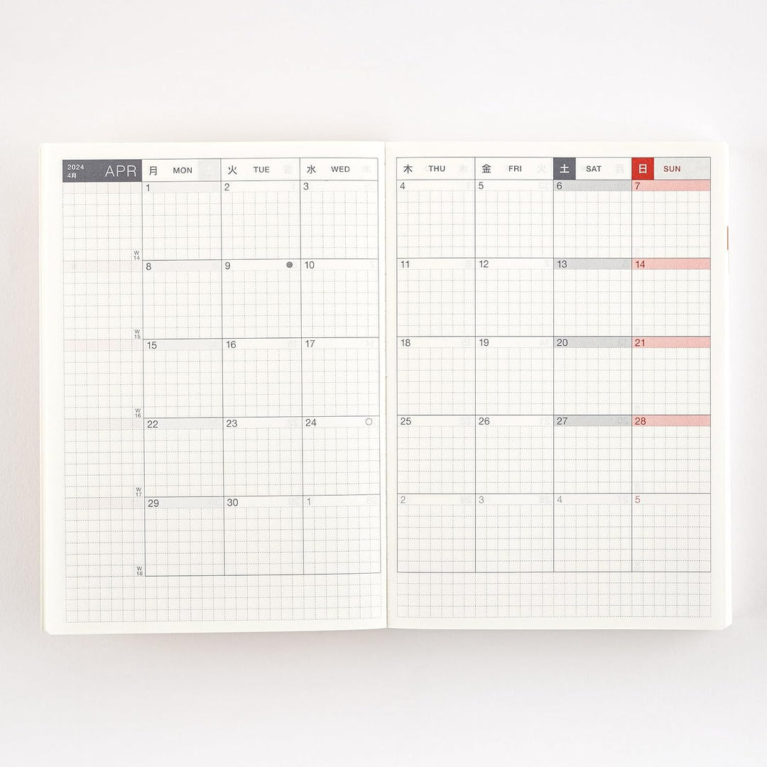 Hobonichi Techo Originalbuch [Englisch/A6/Januar 2024 Start/Montag Start]