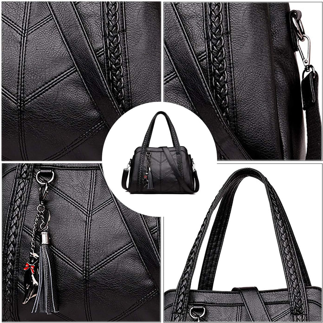Coolives Damen Hobo Schultertasche Tasche mit Schultergurt Umhängetasche Handtasche aus PU-Leder EIN