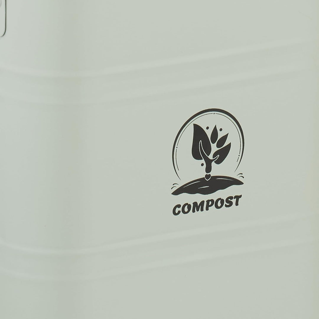 Relaxdays Komposteimer Küche, 3,5 Liter, 2 Aktivkohlefilter, Deckel, Henkel, Eisen & Holz, Biomüllbe