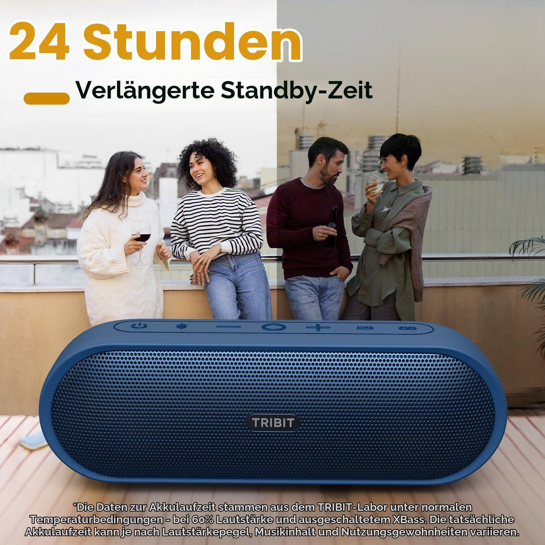 Tribit tragbarer Bluetooth-Lautsprecher XSound Plus 2, drahtloser Lautsprecher 30W mit XBass, IPX7,