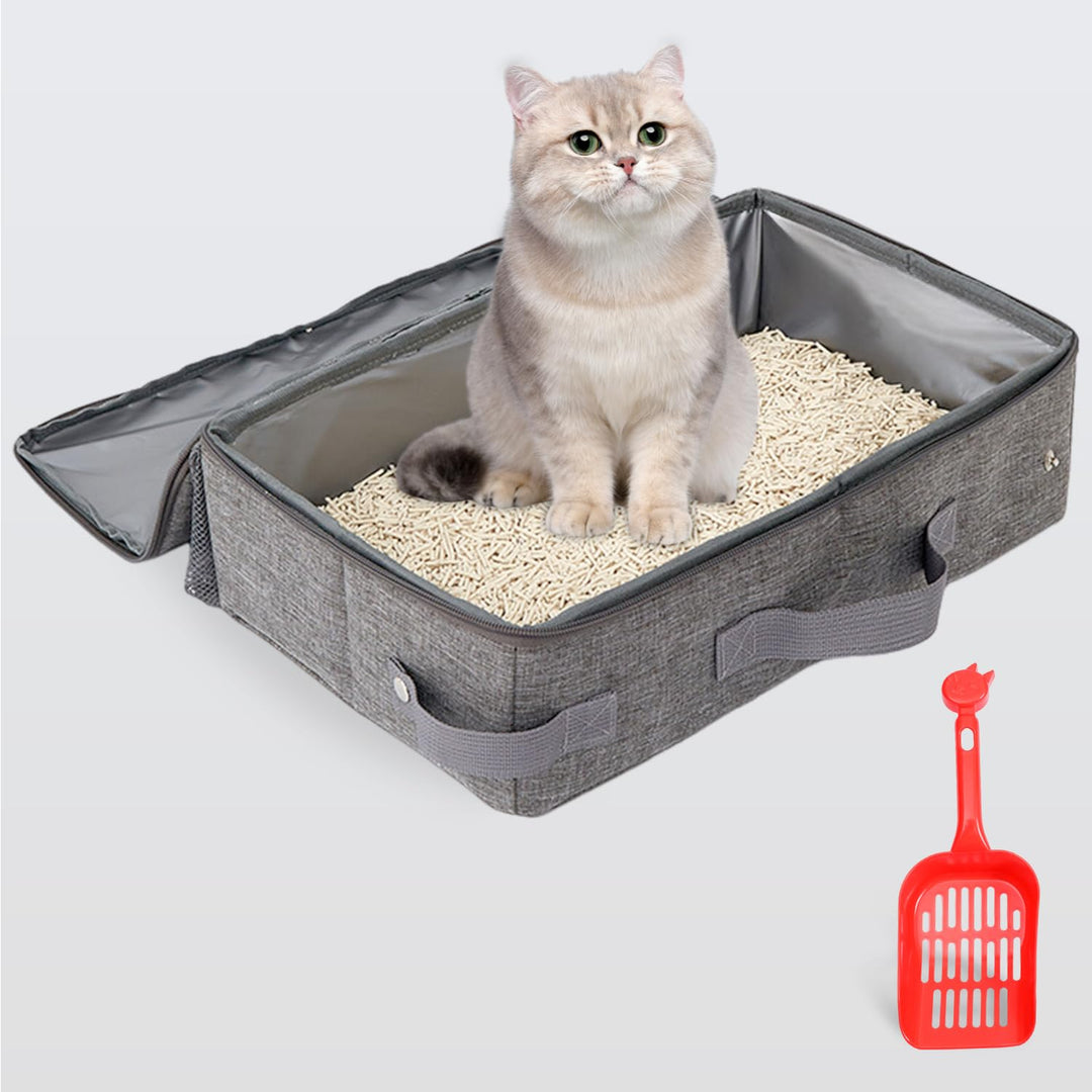 Tragbare, Zusammenklappbare Katzentoilette mit Deckel, wasserdichte Katzenklo mit Sieb Und Reissvers