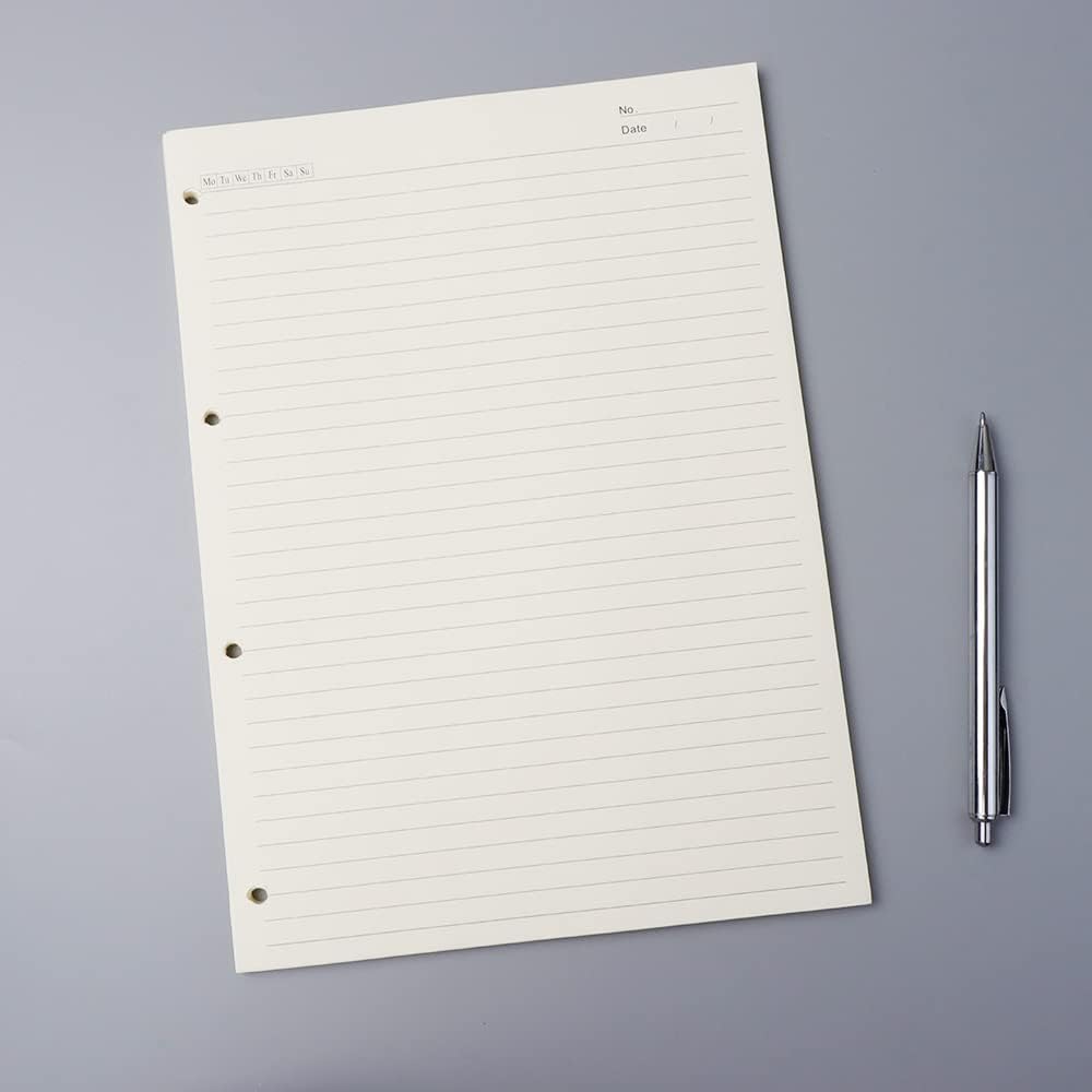 A4 liniertes Nachfüllpapier, 3 Stück, lose Blätter, 4-fach gelocht, Füllpapier, Nachfüllpapier, Plan