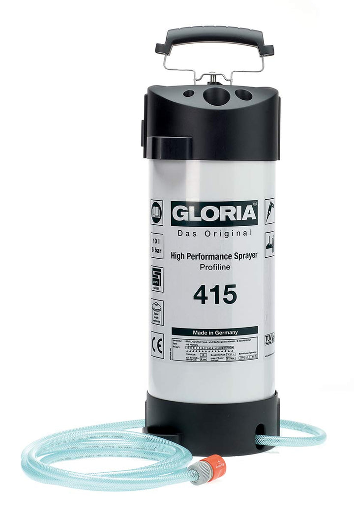 GLORIA Wasserzuführgerät Typ 415 | 10 L Wasserdruckbehälter aus Stahl | 3 m Schlauch inkl. Schnellku