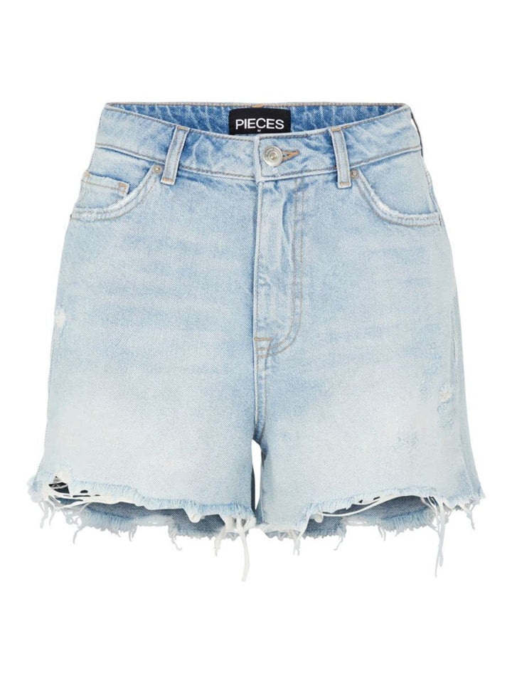PIECES Damen Pctulla Hw Lb-ba Noos Jeans-Shorts M Light Blue Denim, M Light Blue Denim