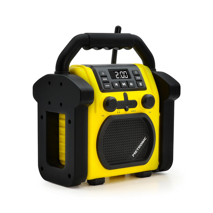 Metronic 477217 Baustellenradio Bluetooth tragbar FM stossfest/Musikleistung insgesamt 30 W Radio US