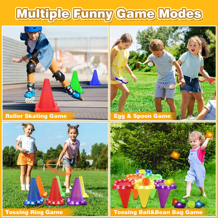 35pcs Light Up Wurfspiele Outdoor-Spiele Garten Spiel, Ball & Ring & Bean Bag Toss Spiel Set,Party-W