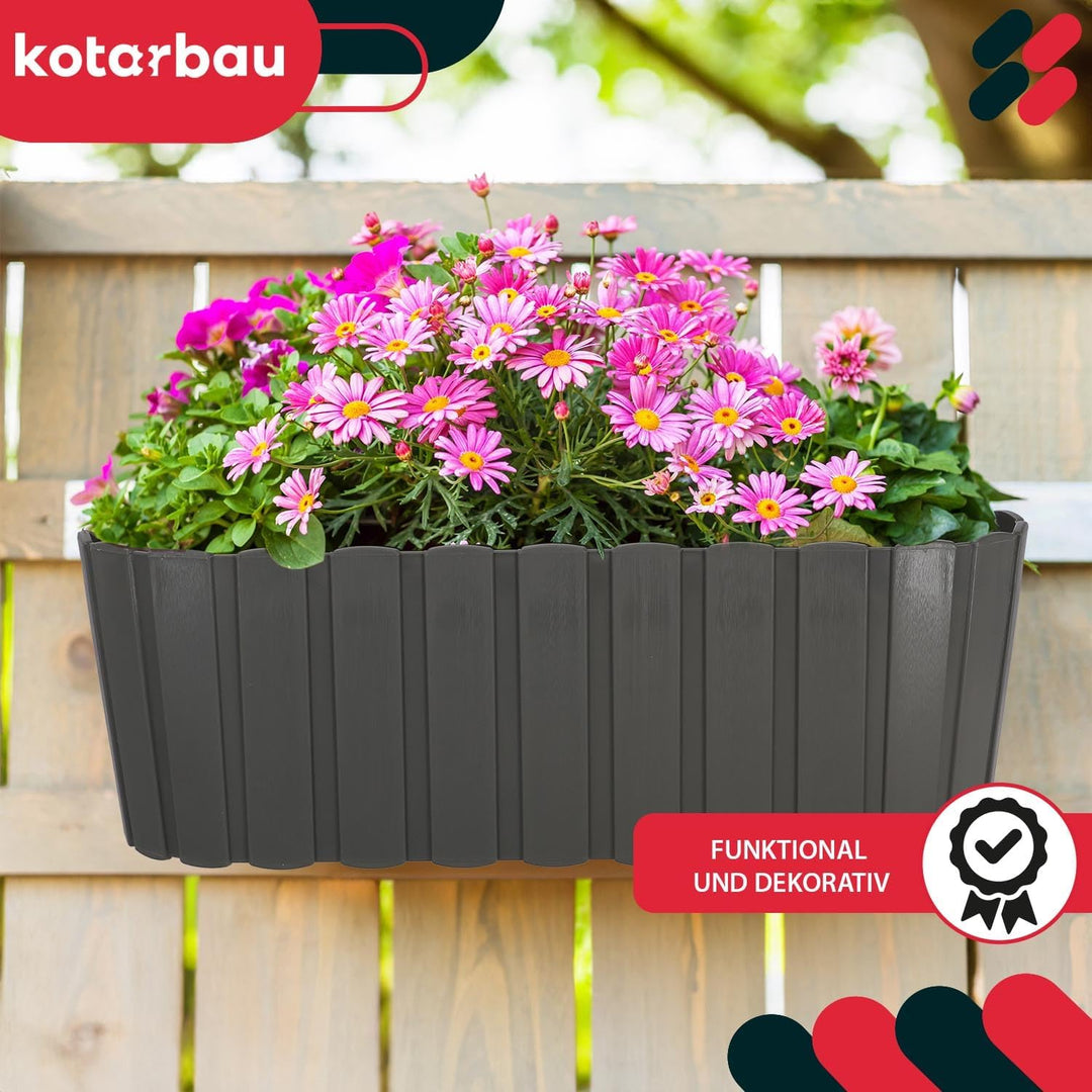 KOTARBAU® 4er Set Blumenkasten für Balkon - 40 x 15 x 15 cm - Blumenkasten für Balkongeländer - Balk
