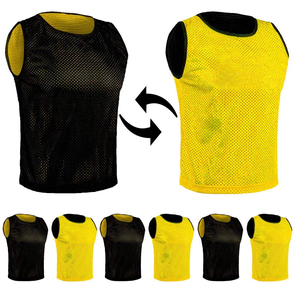 SPORTSBIBS 6X Fussball Leibchen für Kinder und Erwachsene - Set von 6 Stück - Wendeleibchen 2-Farbig