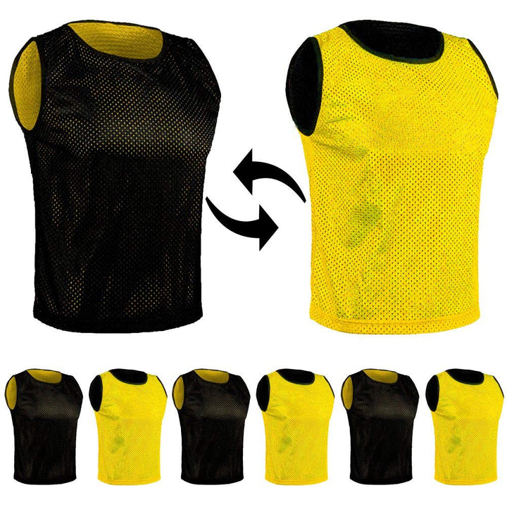 SPORTSBIBS 6X Fussball Leibchen für Kinder und Erwachsene - Set von 6 Stück - Wendeleibchen 2-Farbig