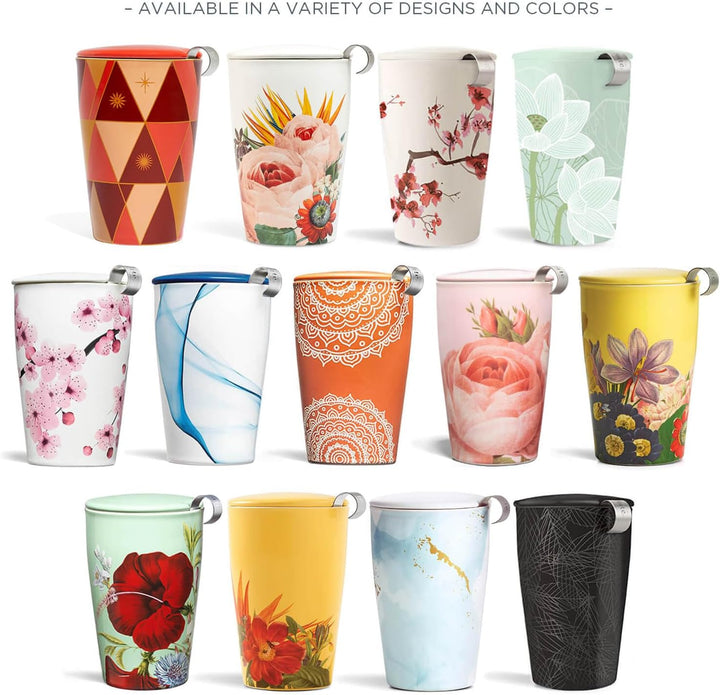 Tee Forte Kati Tasse Keramik Tee Infuser Tasse mit Infuser Korb und Deckel zum Einweichen, Hanami He